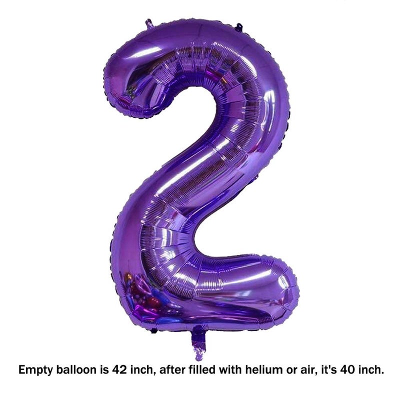 MoMo Balloon 40 Inch Jumbo Purple Number 2 Balloon Giant Balloons Prom Balloons Helium Foil Mylar Huge Number Balloons for Birthday Party Decorations/Wedding/Anniversary - Image 2